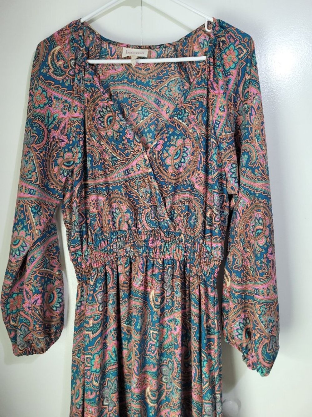 boemo Womens LG Anthropologie Paisley Flowy Maxi Dress Festival Boho Romantic - Picture 3 of 7